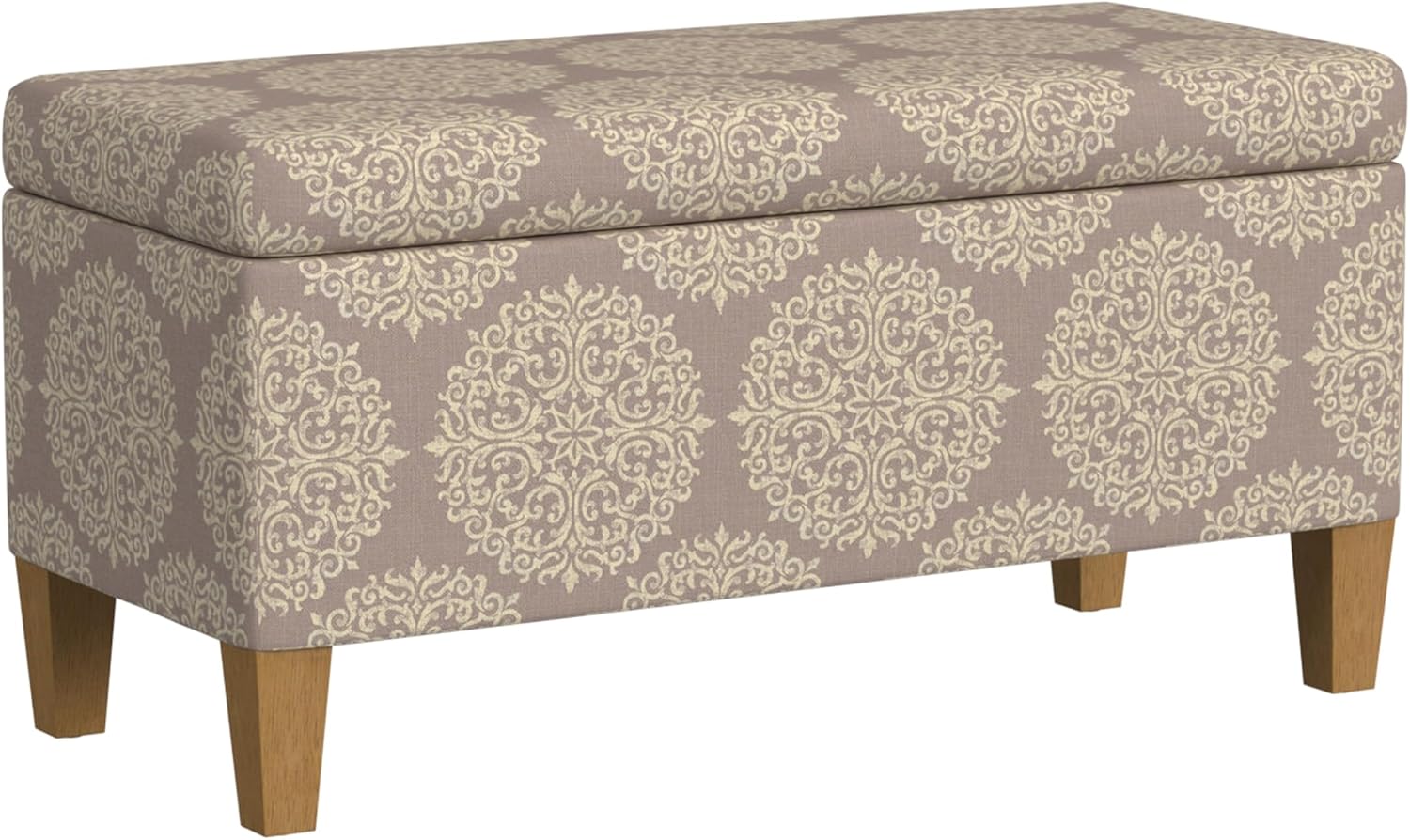 HomePop Drake Large Decorative Storage Bench -Brown Medallion
