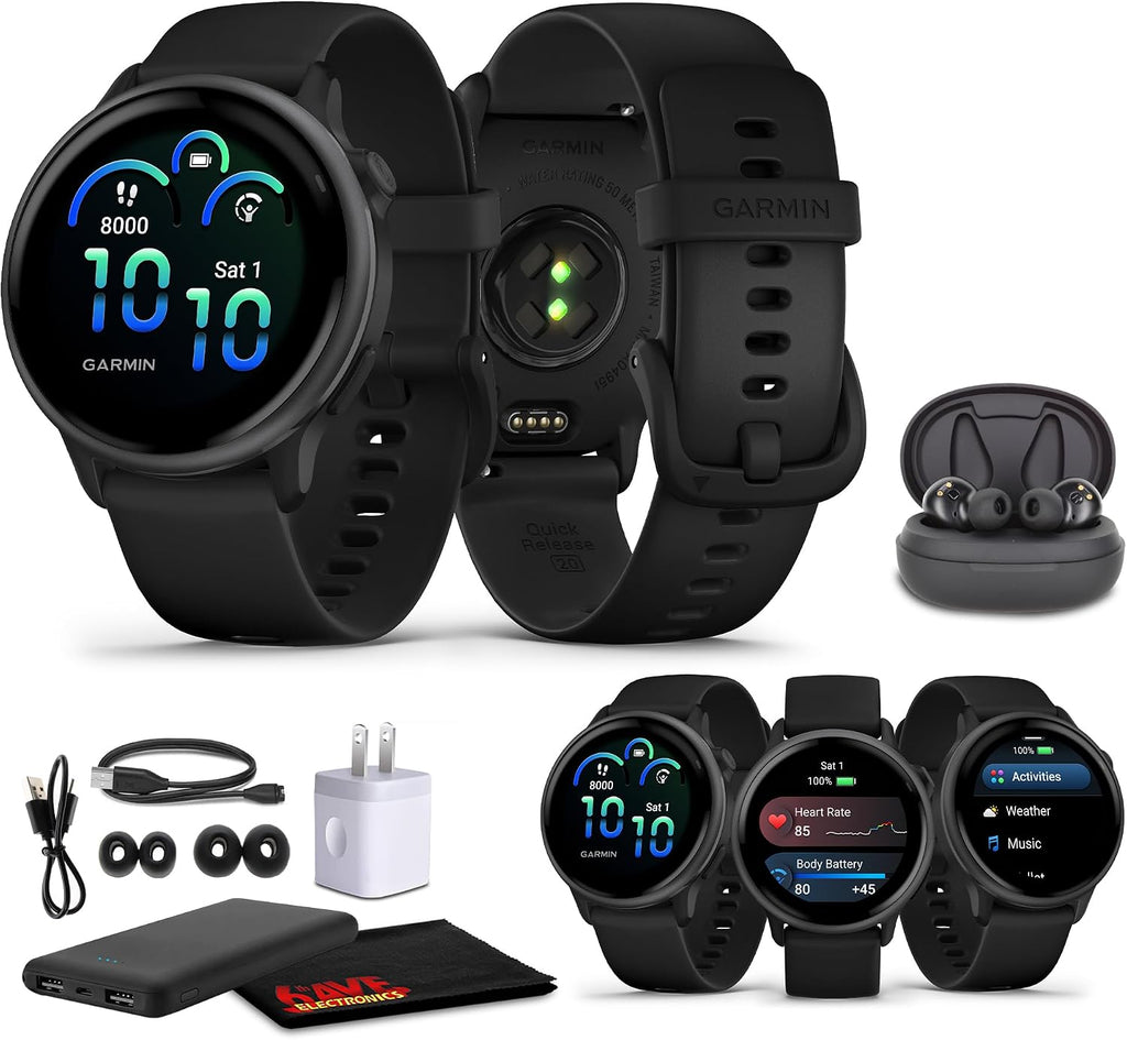 Garmin Vivoactive 6 GPS Smartwatch Slate with Black Silicone Band, Fitness Smart Watch with AMOLED Display, 11-Day Battery, 80+ Sports Apps, Advanced Activity Tracking Watch Bundle for Men &Women