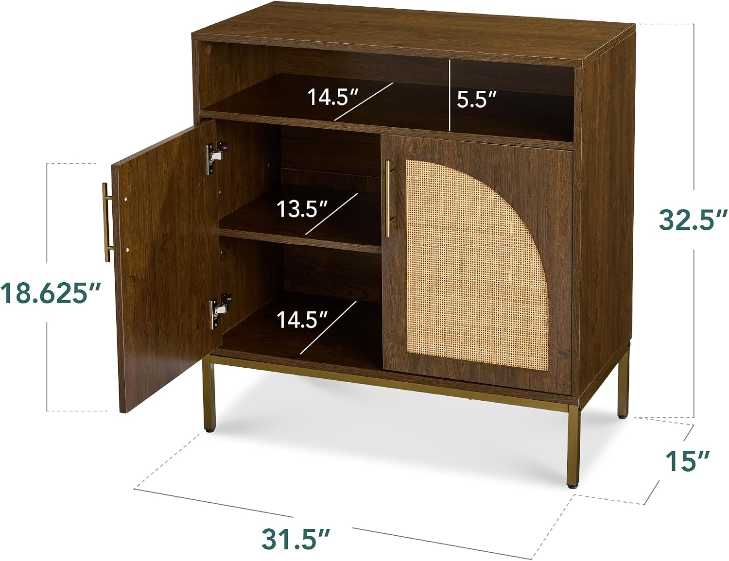 Best Choice Products Rattan Sideboard Buffet Cabinet, Entryway Table, Accent Storage Cabinet, Console Table for Hallway, Living Room, Dining Room - Brown