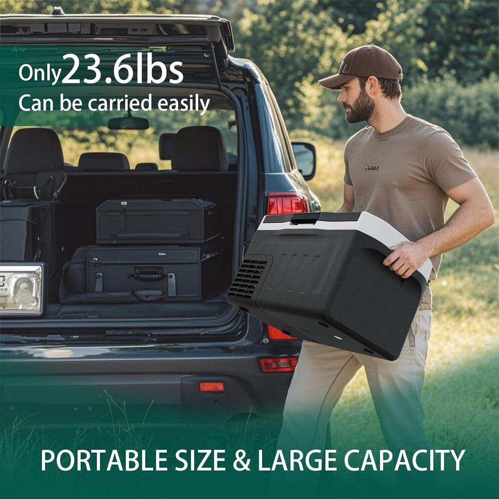 12 Volt Refrigerator, 22QT(21L) Compressor Electric Cooler, Car Fridge -4℉~68℉, Portable Refrigerator 12V/24V DC 110-240V AC, Compact Freezer for Vehicle RV Camping Truck Boat Travel, Black