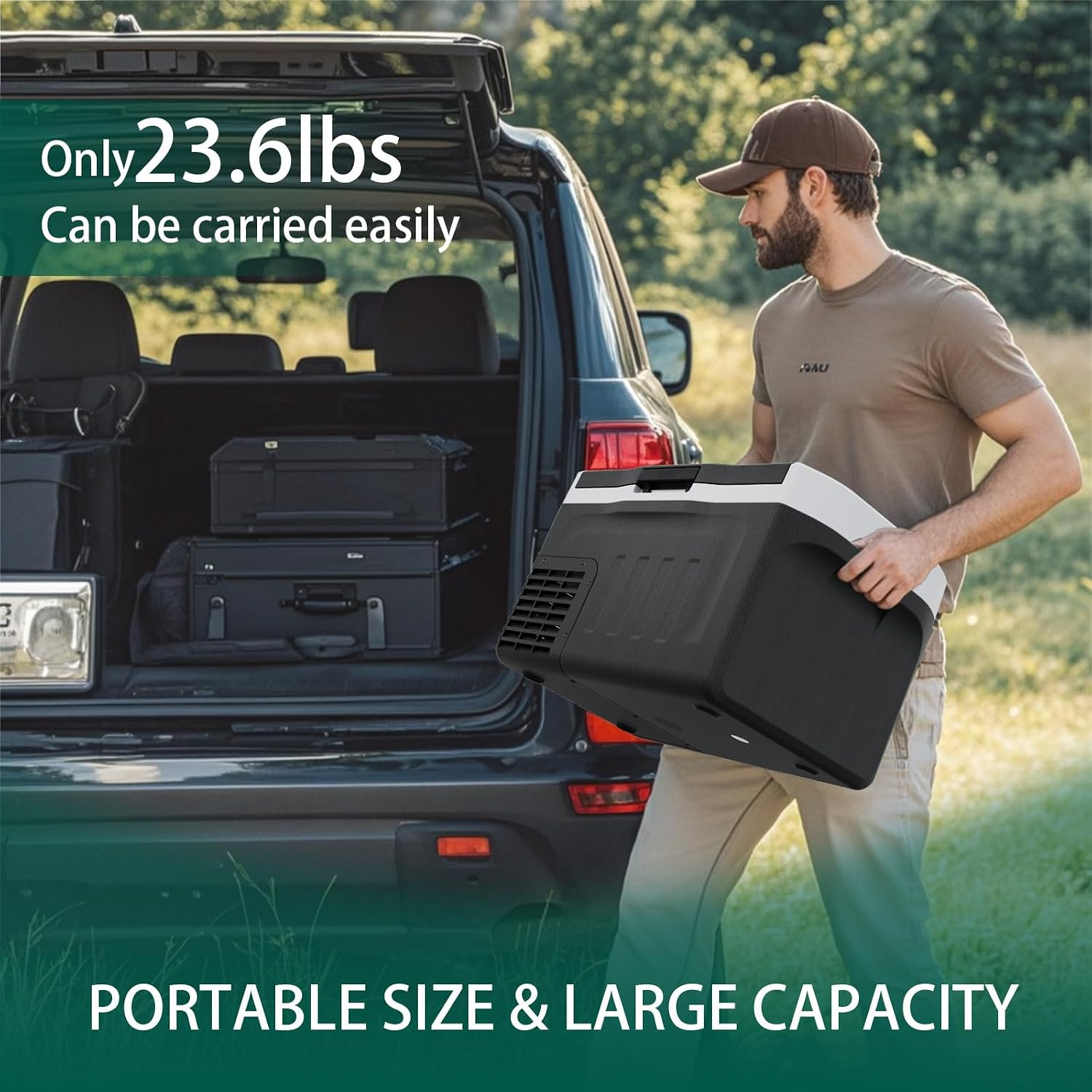 12 Volt Refrigerator, 22QT(21L) Compressor Electric Cooler, Car Fridge -4℉~68℉, Portable Refrigerator 12V/24V DC 110-240V AC, Compact Freezer for Vehicle RV Camping Truck Boat Travel, Black