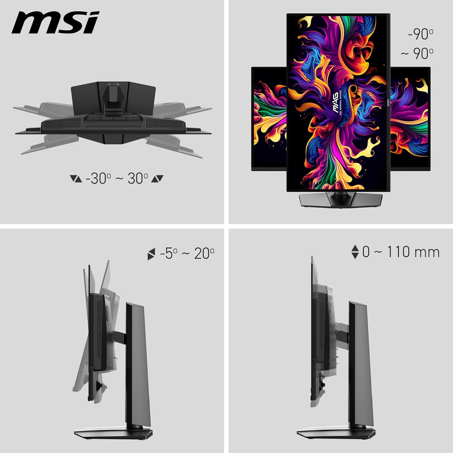 msi MAG 274QP QD-OLED X24 27-Inch WQHD Gaming Monitor, 2560 x 1440 Quantum Dot OLED Panel, 240Hz, 0.03ms, Adaptive-Sync, HDMI2.1, DP 1.4a, Tilt/Height Adjustable, Black