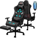 Douxlife 7-Point Massage Gaming Chair with Footrest, 400lbs Heavy Duty Ergonomic Computer Chair, 175° Reclining High Back Racing Seat for Adults with Adjustable Armrests & Lumbar Support, Black