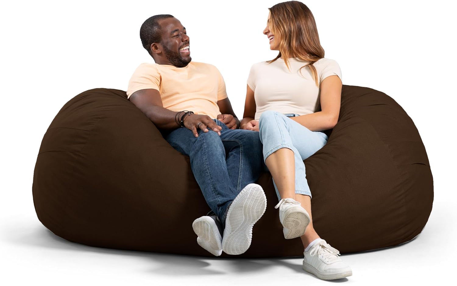 Big Joe Fuf 6Ft Giant Lounger Foam Bean Bag Chair, Oversized Couch with Removable Cover for Kids, Teens, Adults, Cocoa Lenox, Durable Woven Polyester, 6 foot