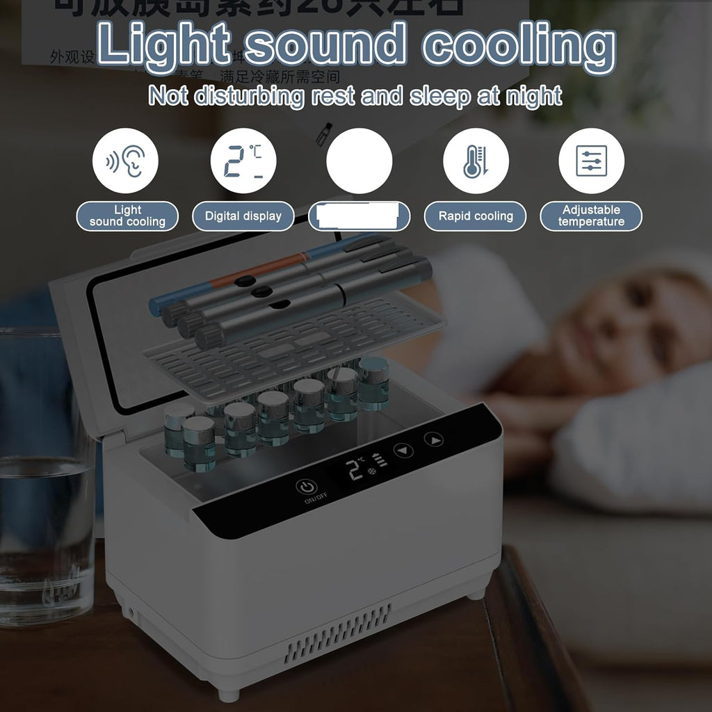 Electric Insulin Cooler Travel Case Box, Insulin Fridge for Travel TSA Approved, Portable Insulin Refrigerator, Diabetic Travel Case With LCD Display, 2-18℃ Temperature Control, 3–5 Insulin Pens