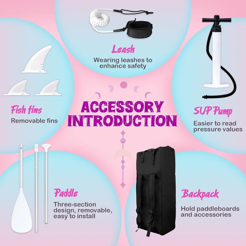 Tuxedo Sailor 10'6'/11' Inflatable Stand Up Paddle Board with SUP Accessories, Anti-Slip EVA Deck and Large Fin, Paddle Boards for Adults & Youth of All Skill Levels