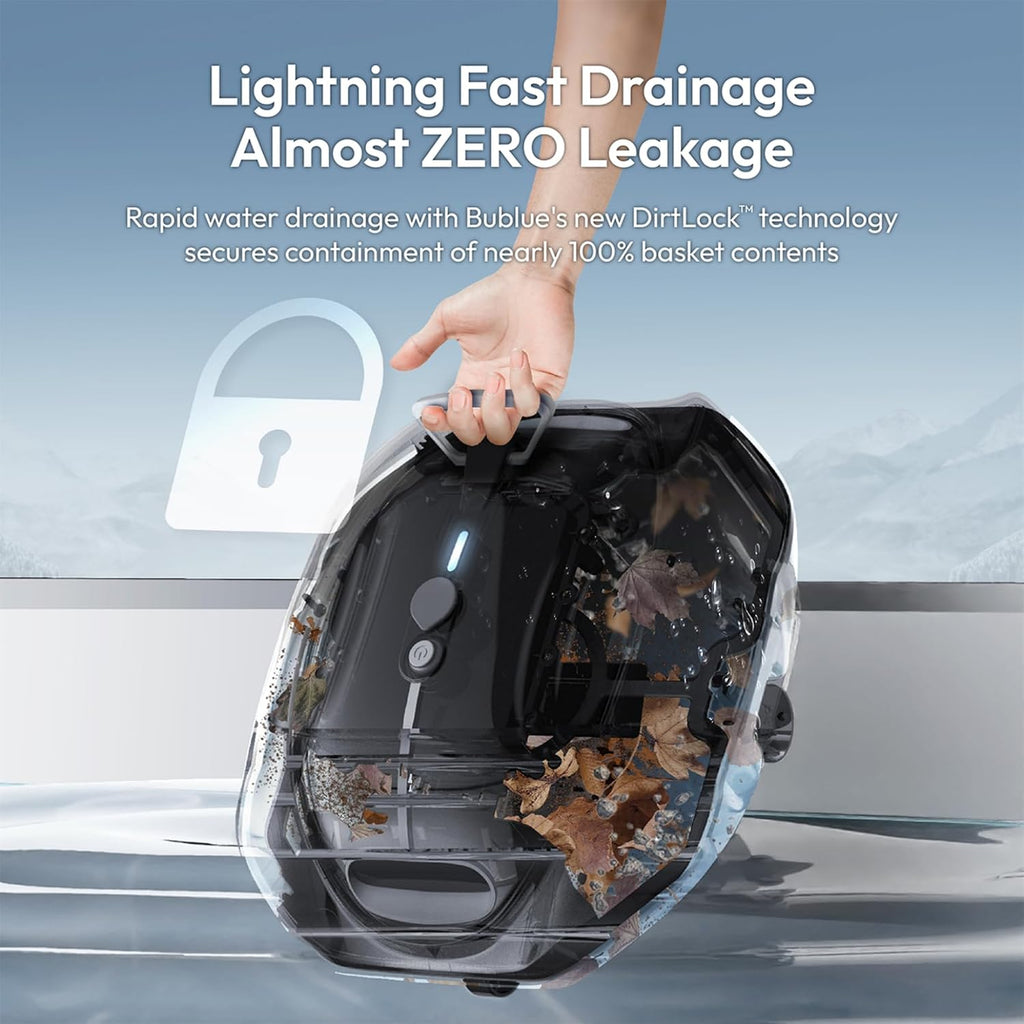 BUBLUE Bubot 300P Robotic Pool Cleaner, Cordless Pool Vacuum with Industry Leading Suction Power, Bluehole Tech, DirtLock Tech, Smart Sensor for Above-Ground Flat Pools up to 850 Sq.Ft, Silver