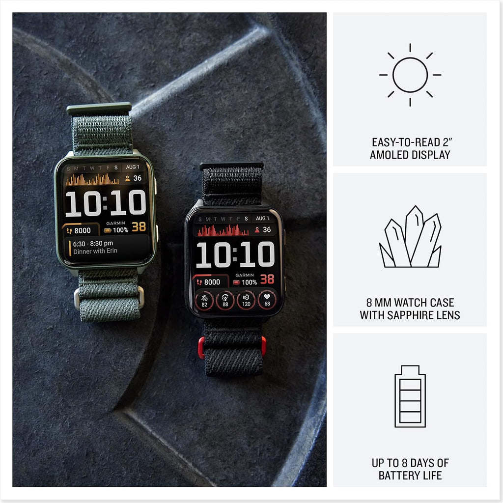 Garmin Venu X1, Thin and Lightweight GPS Smartwatch, 2 inch AMOLED Display, Advanced Health and Fitness Features, Black with Slate Titanium Caseback Bundle with Accessories