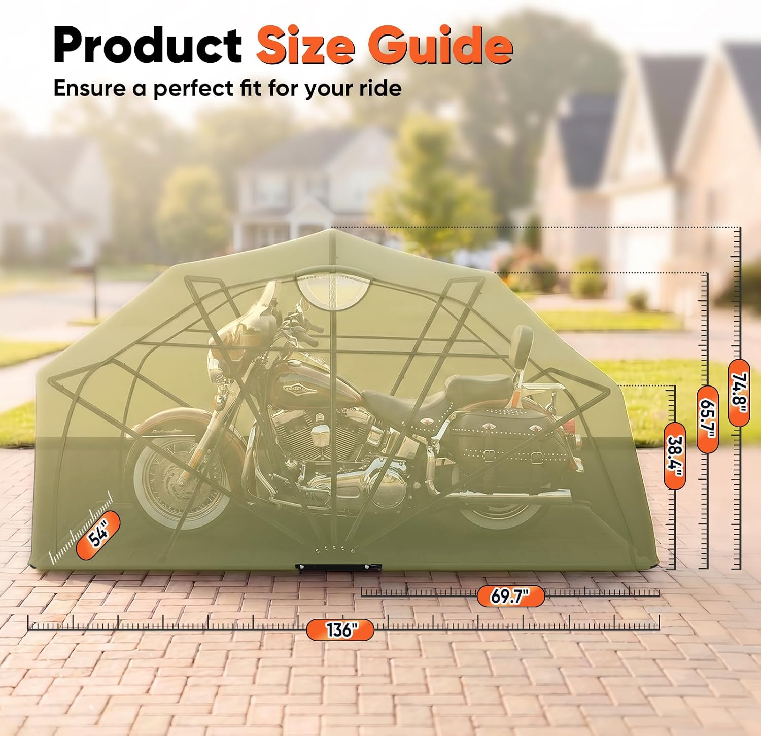 Quictent 136'x 54' Motorcycle Garage Storage Pod Shelter Hard Shell with Code Lock & Carry Bag Heavy Duty Motorcycle Tent with 2 Roll-Up Side Windows - Army Green
