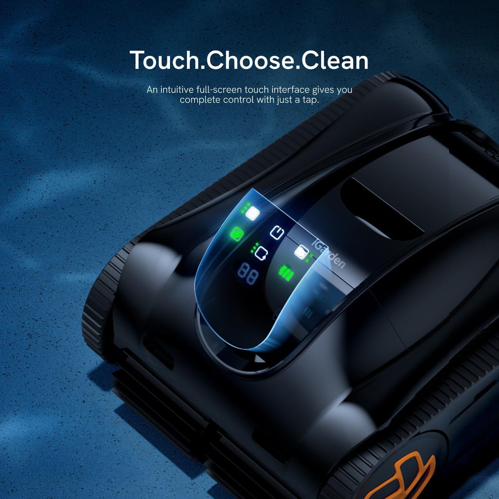 iGarden Robotic Pool Cleaner K Series, Cordless Pool Vacuum Robot for Inground & Above Ground Pools, Smart Navigation, Touchscreen, Self-Parking, Cleans Floor, Wall & Waterline, 220 Min