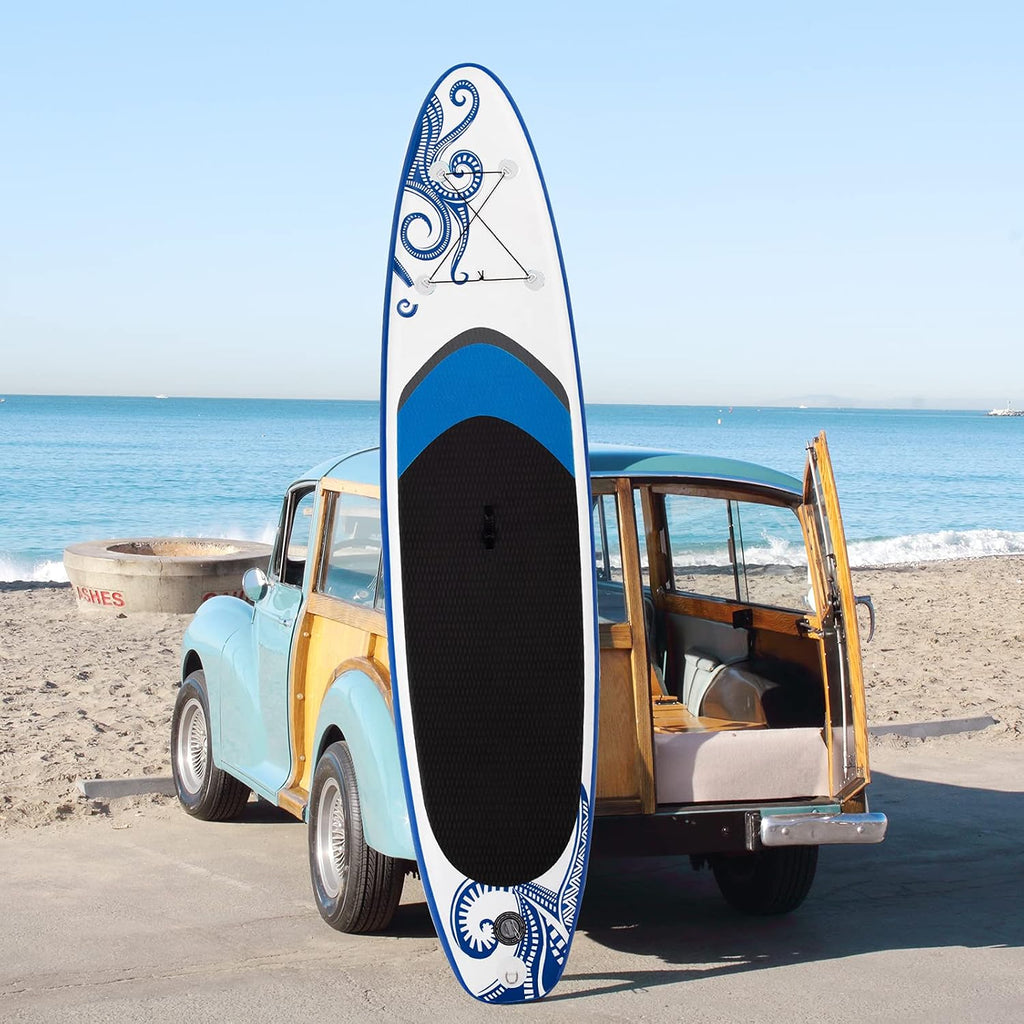 GYMAX Inflatable Stand Up Paddleboard, 6.5' Surfing Boarding with Hand Pump, Adjustable Paddle, Repair Kit, Carrying Bag & Removable Fin, Heavy Duty for Adult Beginner Teenager