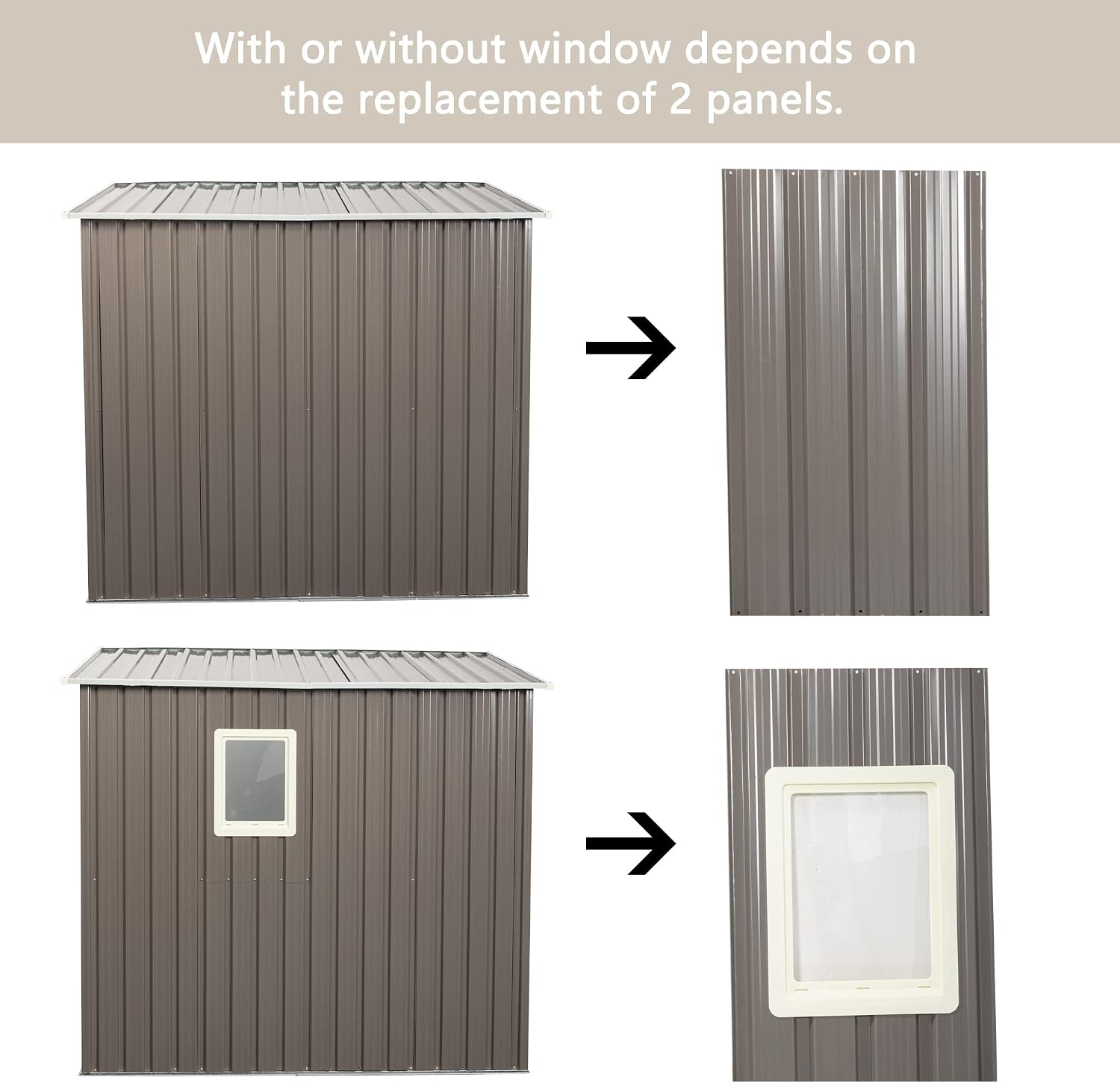 JT 6.4X4FT Outdoor Storage Shed with Metal Foundation, Sliding Doors and Window,Waterproof Tool Storage Shed for Patio Lawn Backyard (Gray-with The Window-6.4ftx4ft)