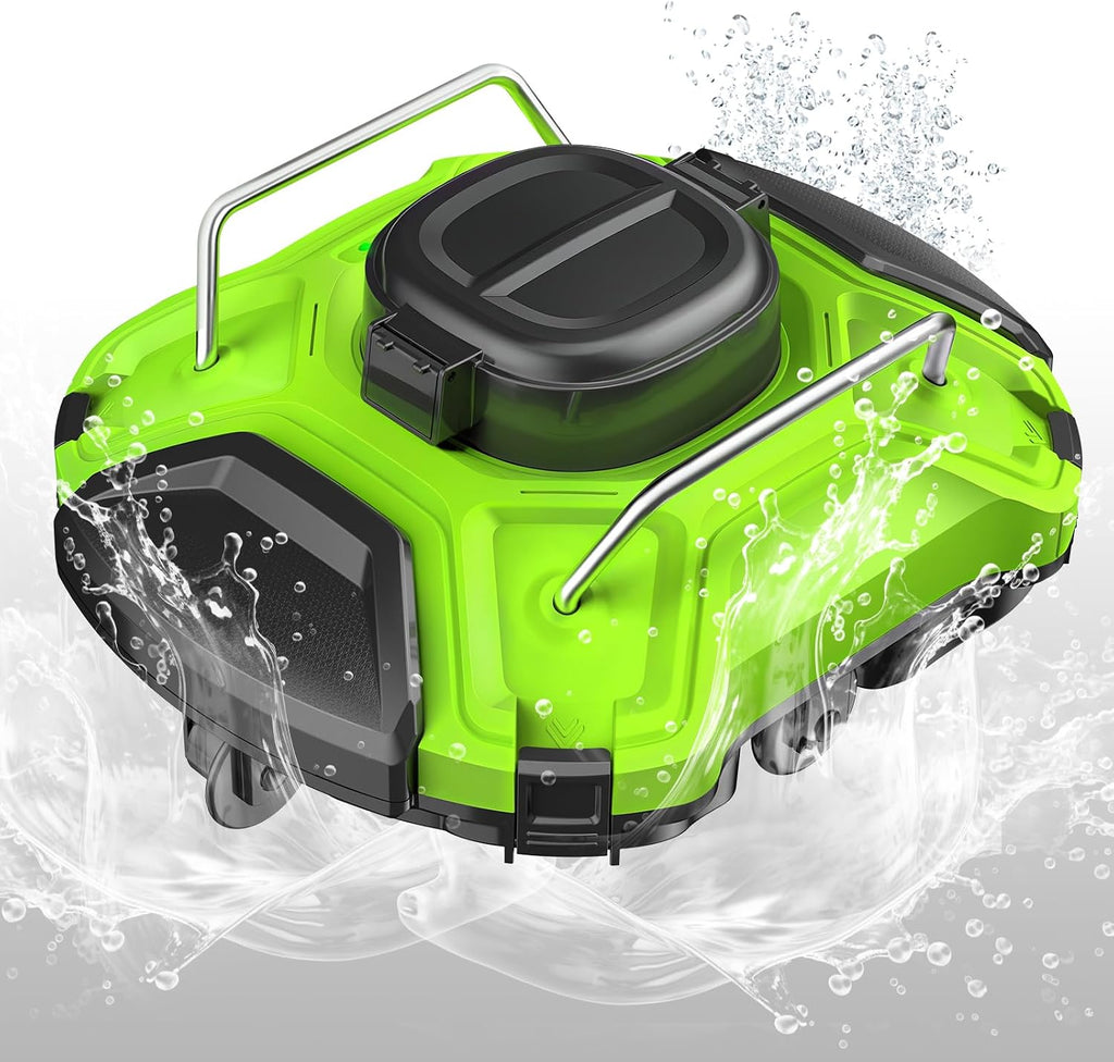 Cordless Robotic Pool Cleaner, Dual-Motor Vacuum with 25° Slope Climbing for Pools up to 915 sq ft, UL & CSA Certified, 120 Mins Long Running Time, Automatic Self-Parking, Powerful Suction