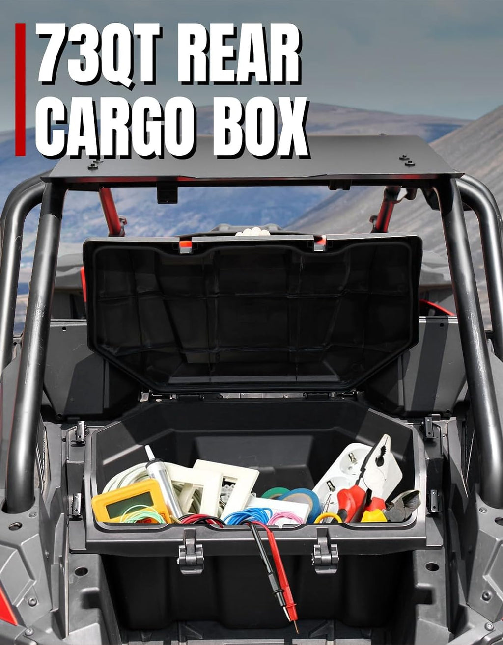 A & UTV PRO 73 QT Rear Cargo Box for 2020-2026 Polaris RZR PRO XP/PRO XP 4, 2022-2024 Turbo R Accessories, Forward Water Resistant Storage Bin, Replace OEM #2883751, NOT FIT RZR XP1000 Model