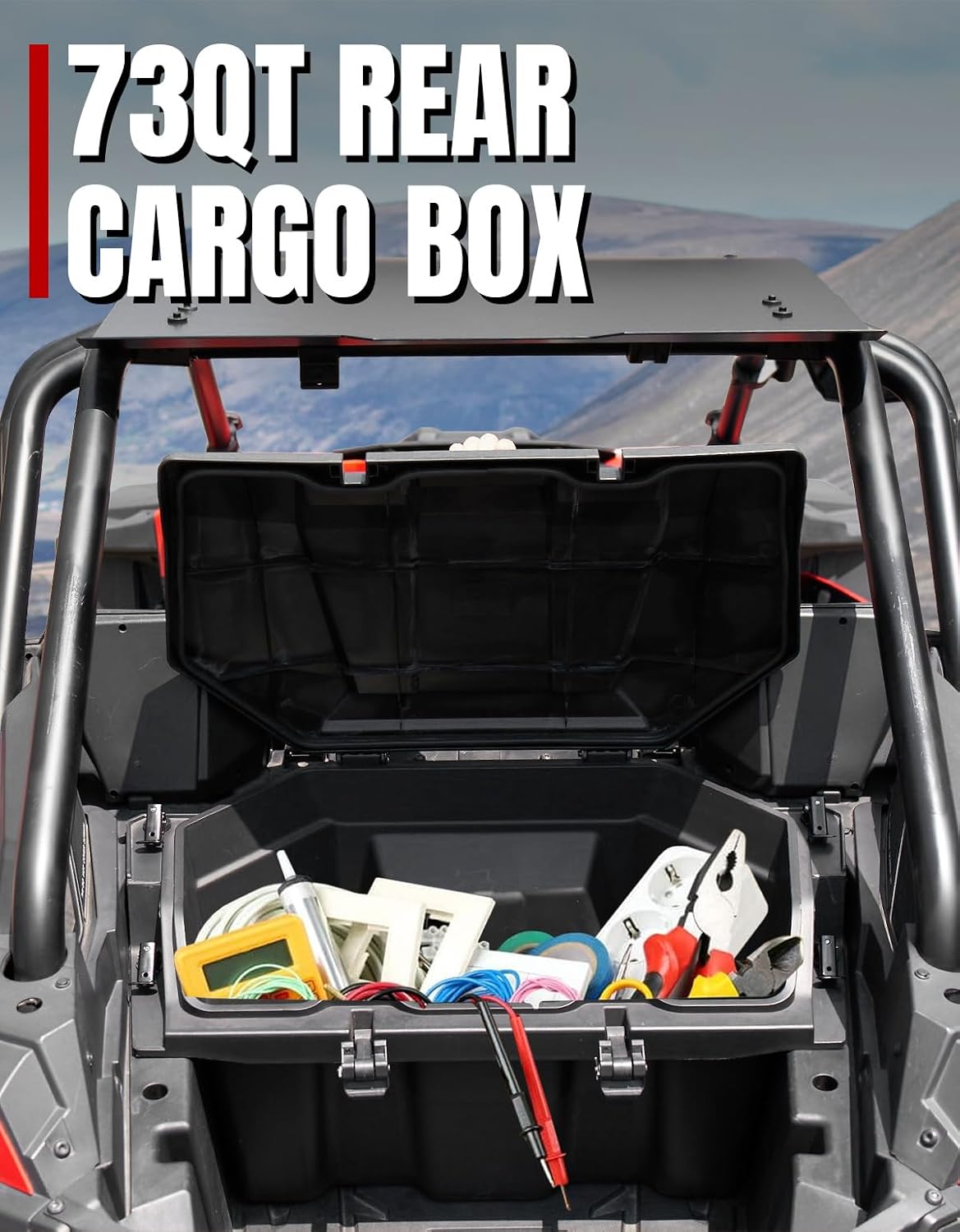 A & UTV PRO 73 QT Rear Cargo Box for 2020-2026 Polaris RZR PRO XP/PRO XP 4, 2022-2024 Turbo R Accessories, Forward Water Resistant Storage Bin, Replace OEM #2883751, NOT FIT RZR XP1000 Model