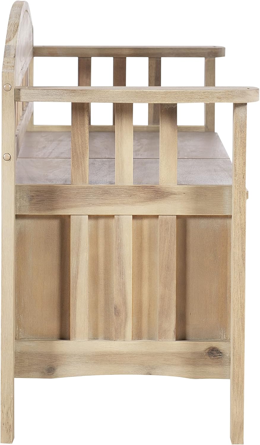 Linon Frankie Natural Wood Washed Storage Bench