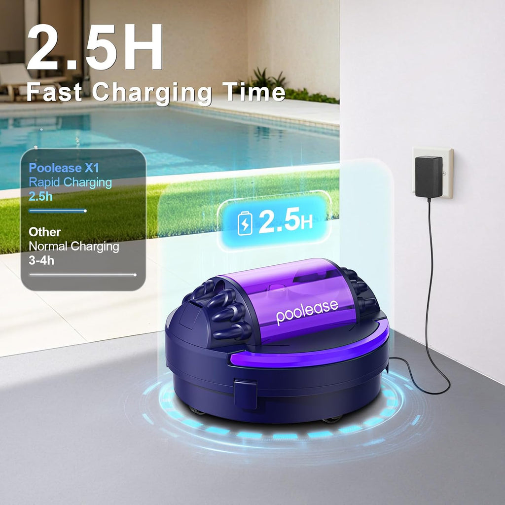 X1 Robotic Pool Vacuum for Above Ground Pool, Automatic Cordless Pool Cleaner with 45W Dual-Motor, Ideal for Above-Ground Flat Pool, 2L Debris Capacity