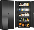 SISESOL Metal Storage Cabinet with 2 Doors and 5 Shelves,71' Lockable Garage Storage Cabinet,Black Metal Cabinets with Lock,Locking Steel Cabinets for Home,Office,Garage,Shop,School