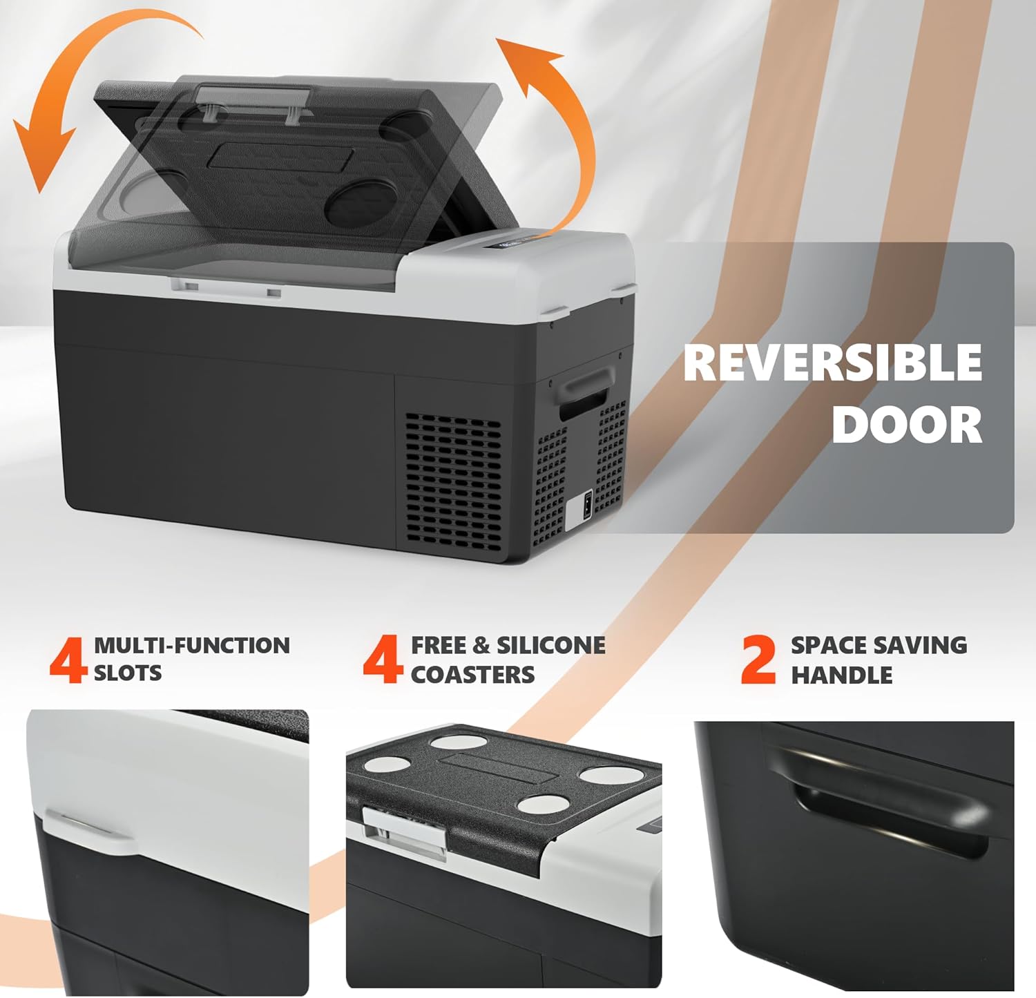 EKOJUCE Portable 12V Refrigerator, 22 Quart Compressor Electric Cooler, 12V Fridge -4℉-68℉, Portable Freezer for Camping, RV, Outdoor