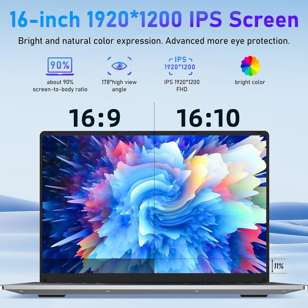 16 Inch Gaming Laptop Computer, 2026 Window 11 Pro Lap Top 16GB DDR4 RAM 512GB SSD, Processor N95(Up to 3.4GHz), 1200p FHD IPS Display, Office 365, Backlit Keyboard, 6000mAh, Portatil