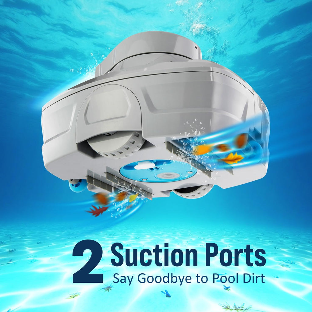 Compact Cordless Robotic Pool Cleaner – Pool Vacuum, Lightweight, Dual Filter System, 45 Mins Run Time, Fast 2-Hr Charging, Ideal for Above Ground Pools & In-Ground Pools Up to 550 Sq.ft