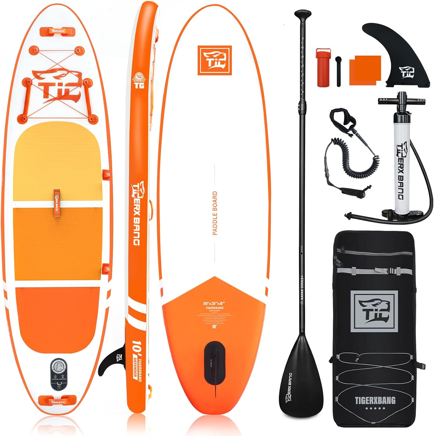 TIGERXBANG Inflatable Paddle Board with Accessories Premium Sup Board, PadelSurf Stand Up Padding for Adults/Kids Sup