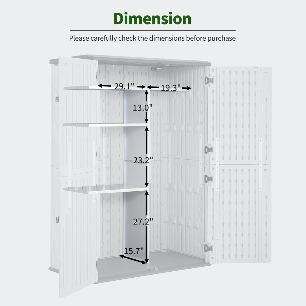 Macrout Metal Laminate Shelving for 50 Cu.ft Storage Shed Cabinet, Outdoor Storage Cabinet Shelves with Screw and Nuts Easy Assembly, 48.4''L×15.7''W×63.4''H, White