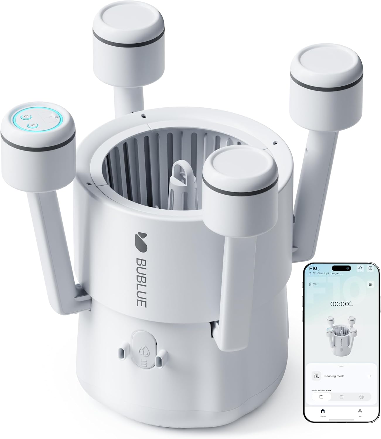 (2026 Upgrade) BUBLUE F10 Pool Surface Skimmer Robot,Robotic Pool Skimmer with App Control,Powerful Suction,5L Filter,Dual Cleaning Modes, AI Navigation,Ideal for In-Ground & Above-Ground Pools,White