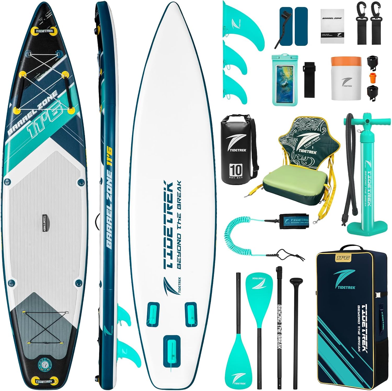 11'6' Inflatable Stand Up Paddle Boards, Premium SUP Accessories, Non-Slip Comfort Deck for Youth & Adults