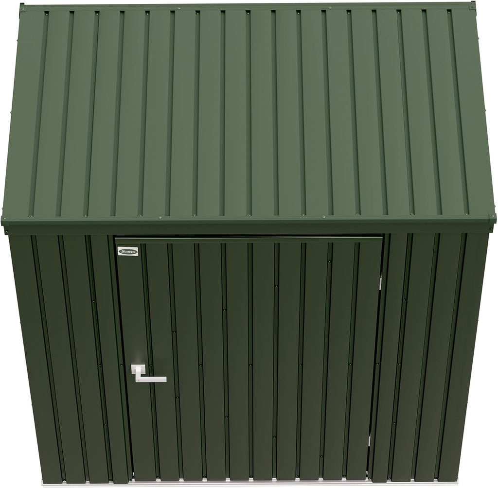 Scotts 6' x 4' Garden Storage Shed Outdoor Lockable Water-Resistant Steel Building with Tool Hanger and Pent Roof, Green