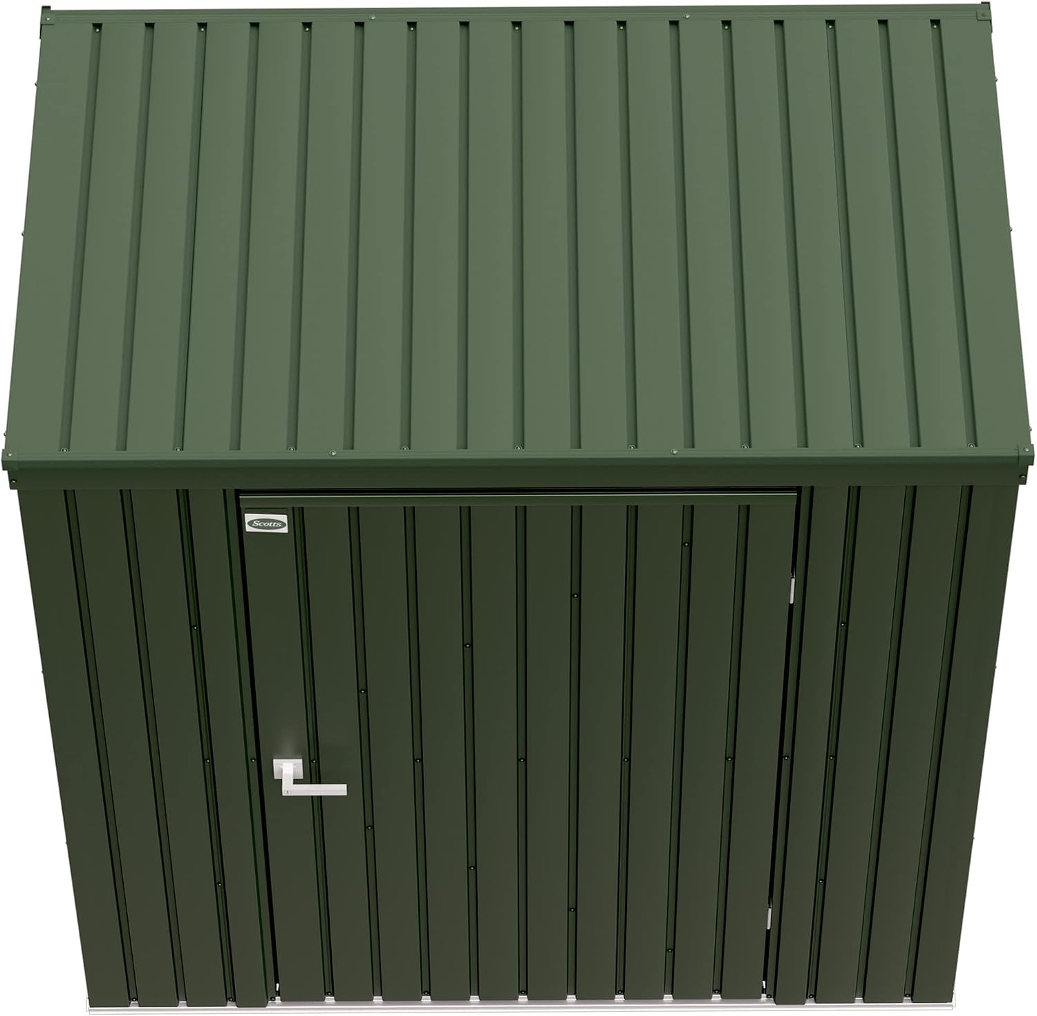 Scotts 6' x 4' Garden Storage Shed Outdoor Lockable Water-Resistant Steel Building with Tool Hanger and Pent Roof, Green