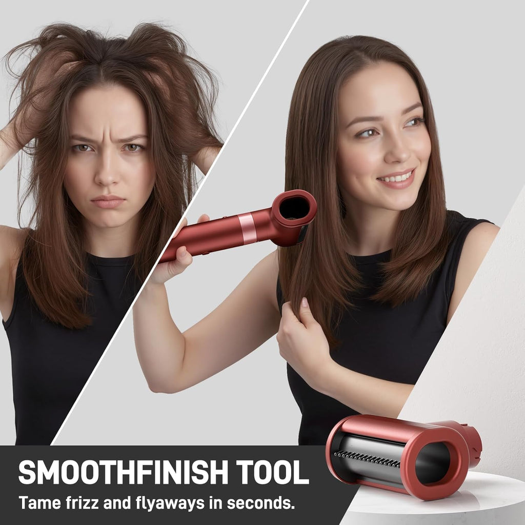MESCOMB 5 in 1 High-Speed Hot Air Styler, Professional Frizz-Free Hair Dryer Brush, Fast Drying, No Heat Damage Air Styler Wrap for Curl, Volumize, Straighten, Includes Travel Bag (Hot Pink)