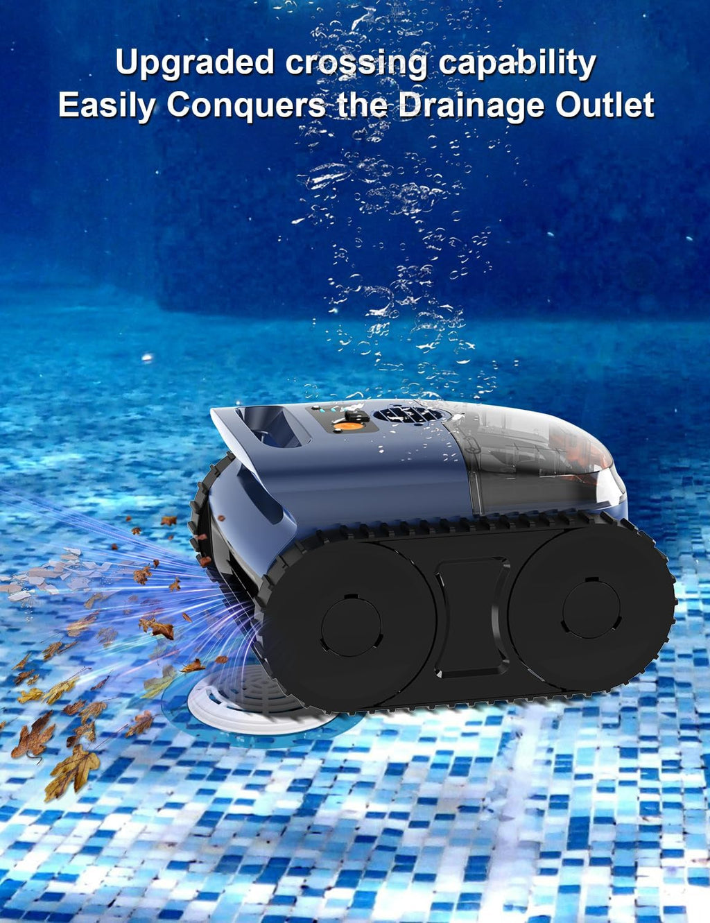 Cordless Robotic Cleaner, Cordless Pool Vacuum for Inground Pools up to 2150 Sq.ft, Wall and Waterline Cleaning Vacuum, Self-Parking Lasts 180 Mins