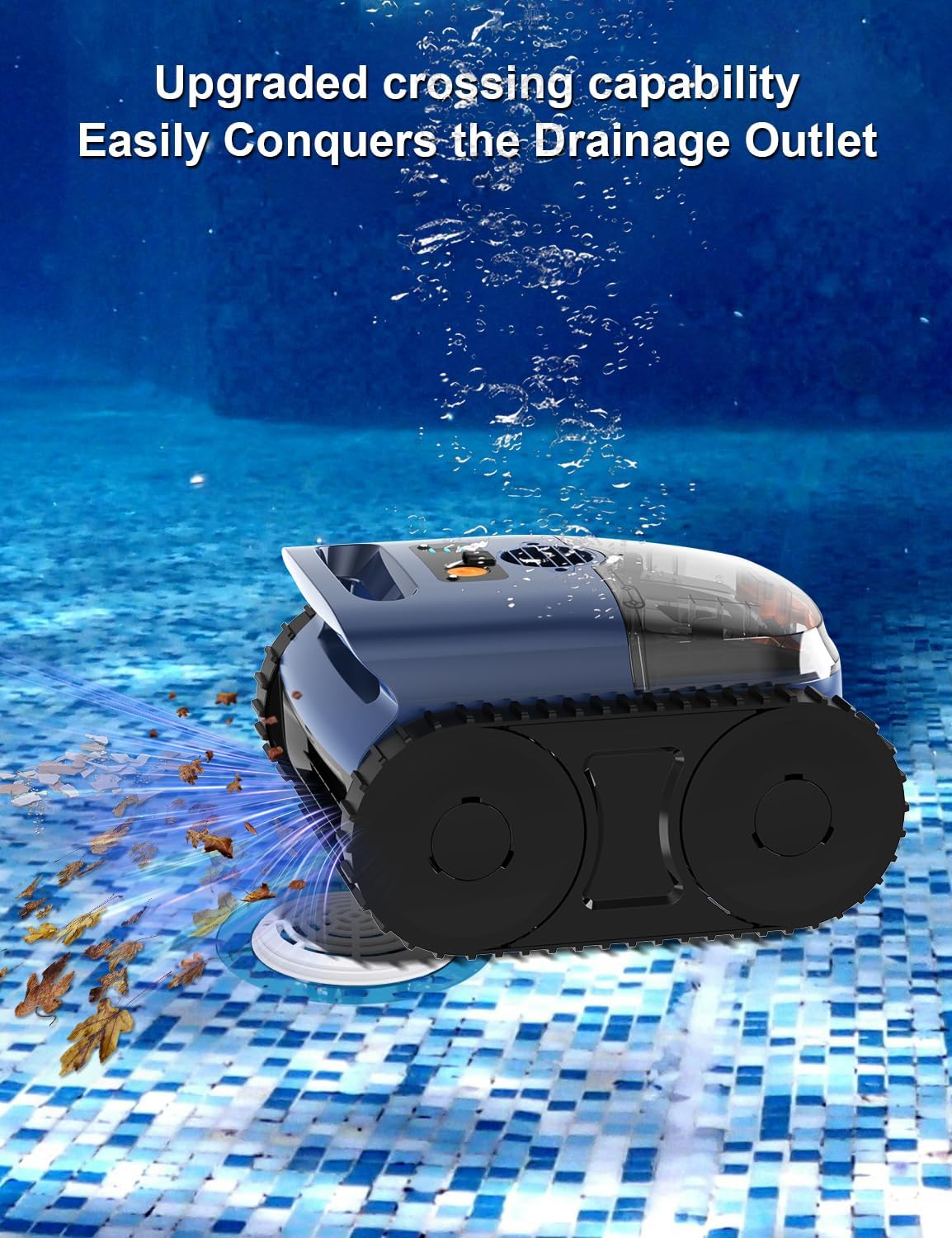 Cordless Robotic Cleaner, Cordless Pool Vacuum for Inground Pools up to 2150 Sq.ft, Wall and Waterline Cleaning Vacuum, Self-Parking Lasts 180 Mins