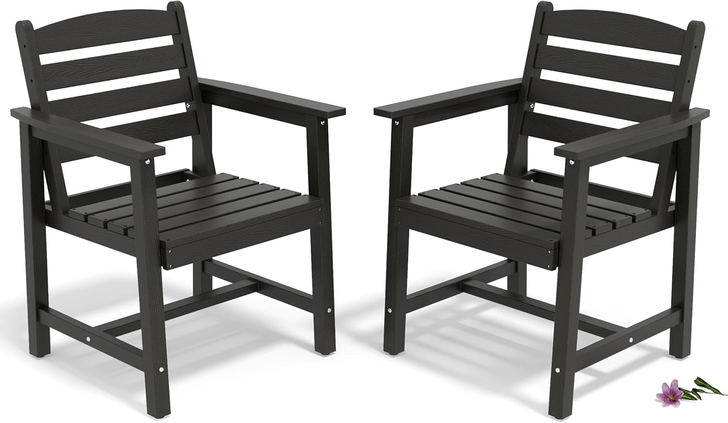 Anbuy Patio HDPE Dining Table Sets, Patio Dining Chairs Set of 2 - HDPE Outdoor Dining Chair for Various Scenes in Outdoor, Dining Room, Garden (Black)