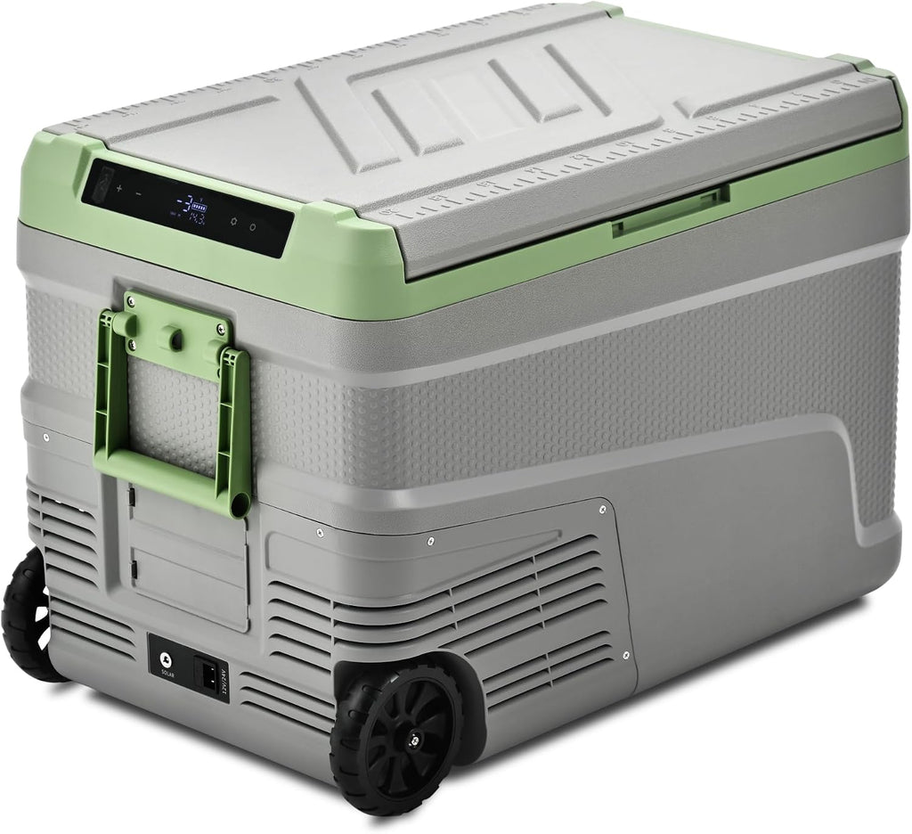 EUHOMY 12 Volt Refrigerator, 48QT Electric Cooler Usable Battery, Car Refrigerator 0℉~68℉, 12V Fridge 12/24V DC 110-240V AC, Portable Freezer with Wheels for Camping, Travel, Truck, Outdoor