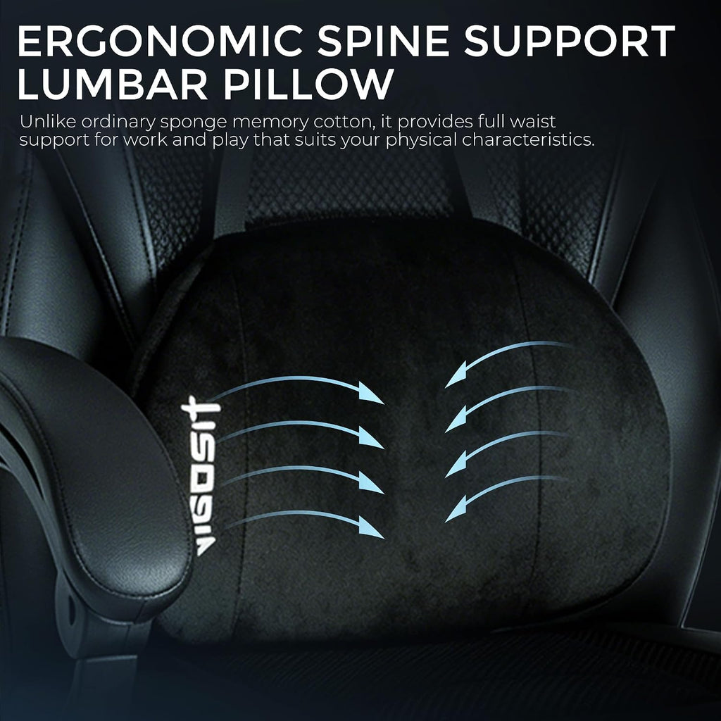 Vigosit Gaming Chair PRO: High-Performance Ergonomic Chair with Full Mesh, Patented 3D Lumbar Support, Retractable Footrest & 400 lbs Metal Frame for Elite Gamers (Black 03Pro)