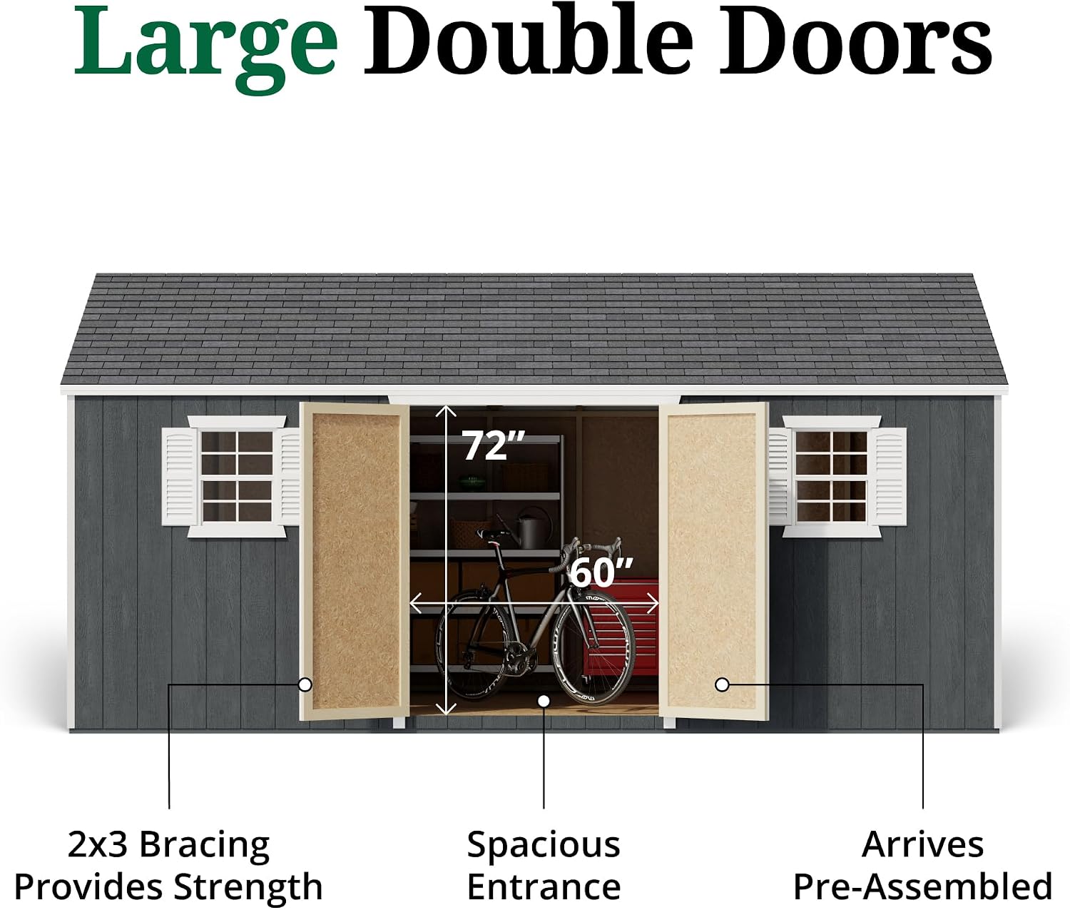 Little Cottage Co. 12x18 Value Workshop Shed with Operable Windows, Outdoor Wood Storage Do-It-Yourself Precut Kit