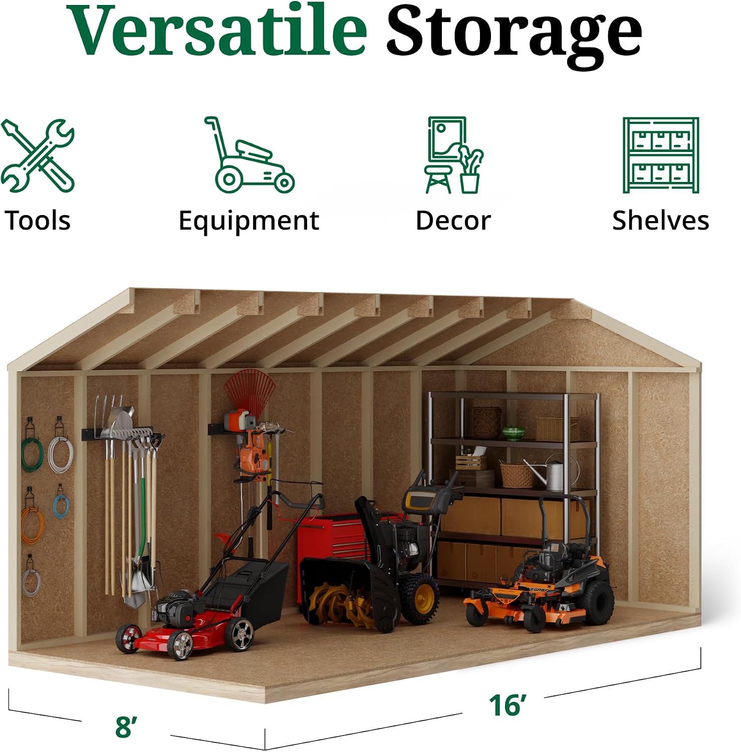 Little Cottage Co. 8x16 Value Workshop Shed with Operable Windows and Floor, Outdoor Wood Storage Do-It-Yourself Precut Kit