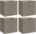 YITAHOME 31 Gallon Deck Boxes Set of 4, Lockable Outdoor Storage Bins for Patio Cushions, Garden Tools, Weather-Resistant Resin Storage Solution, Taupe