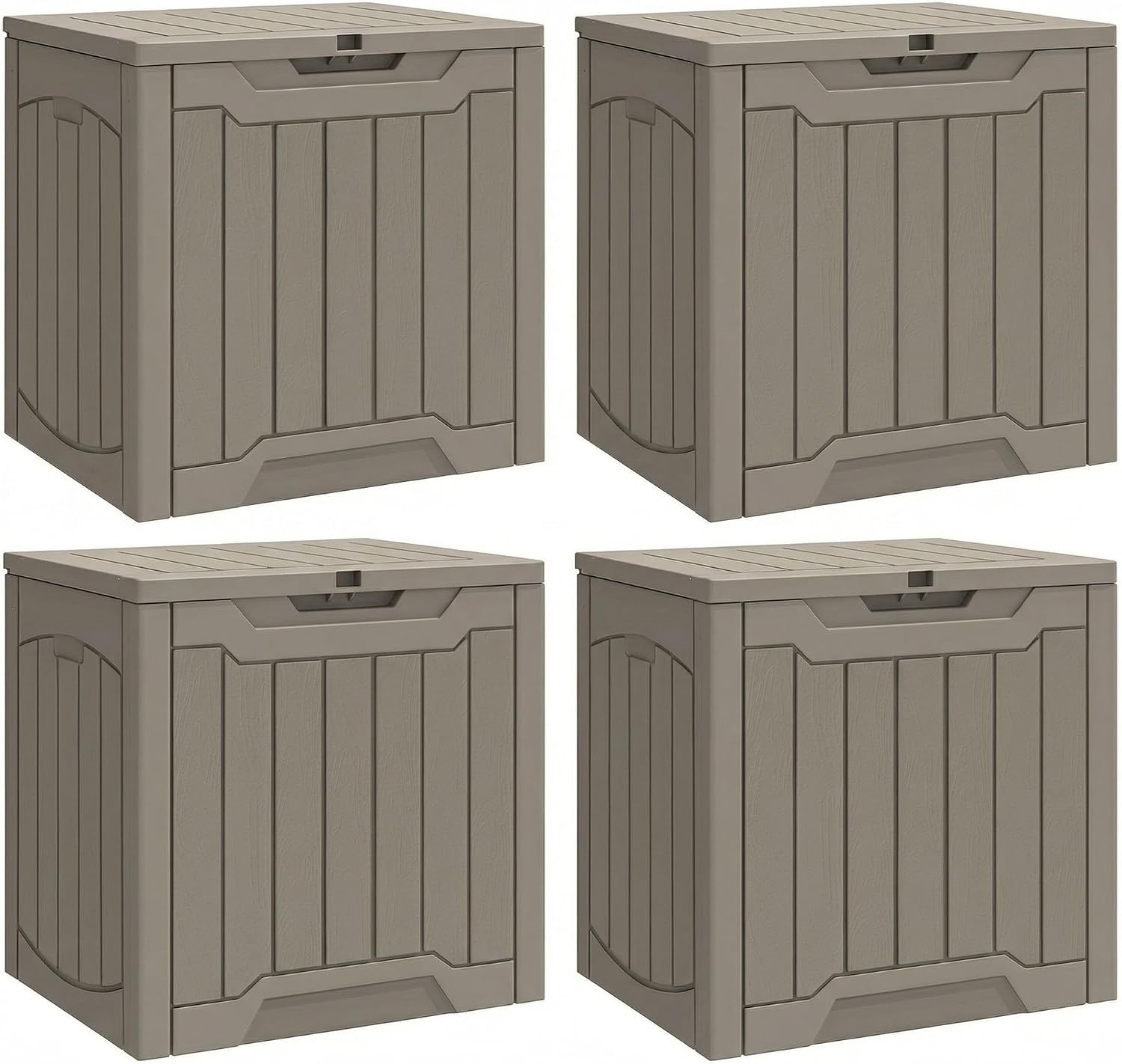 YITAHOME 31 Gallon Deck Boxes Set of 4, Lockable Outdoor Storage Bins for Patio Cushions, Garden Tools, Weather-Resistant Resin Storage Solution, Taupe