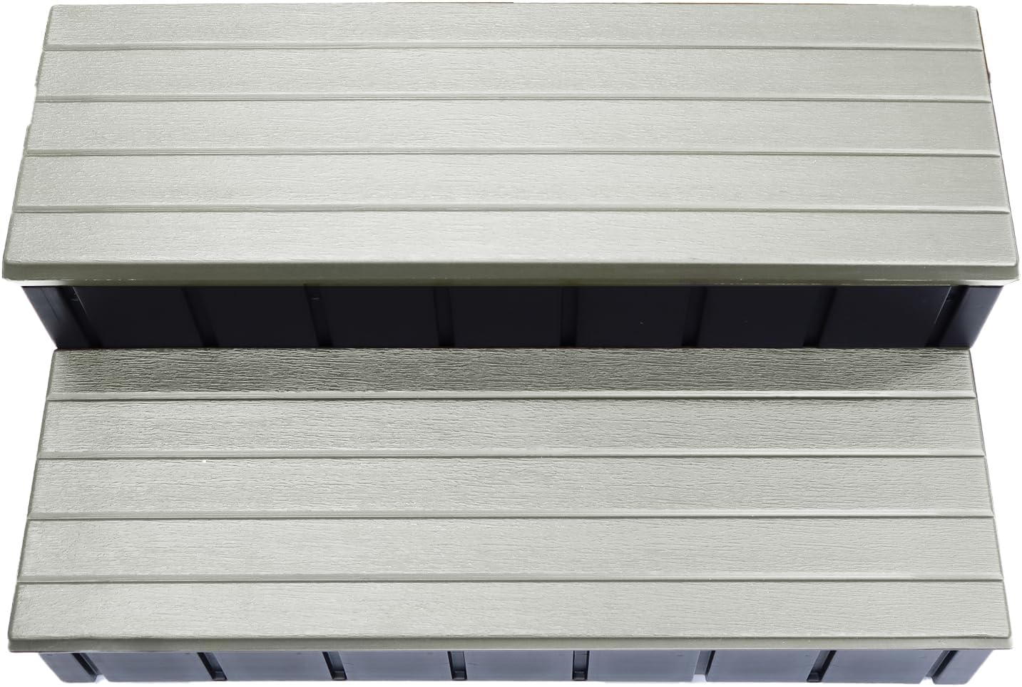 Confer Plastics Two Tier 36' Wide Storage Hot Tub Step: Durable, Multi-Functional, Non-Skid Spa Steps, Easy Installation, Sturdy, Long Lasting Upgrade to Your Space. Proudly Made in USA. - Grey