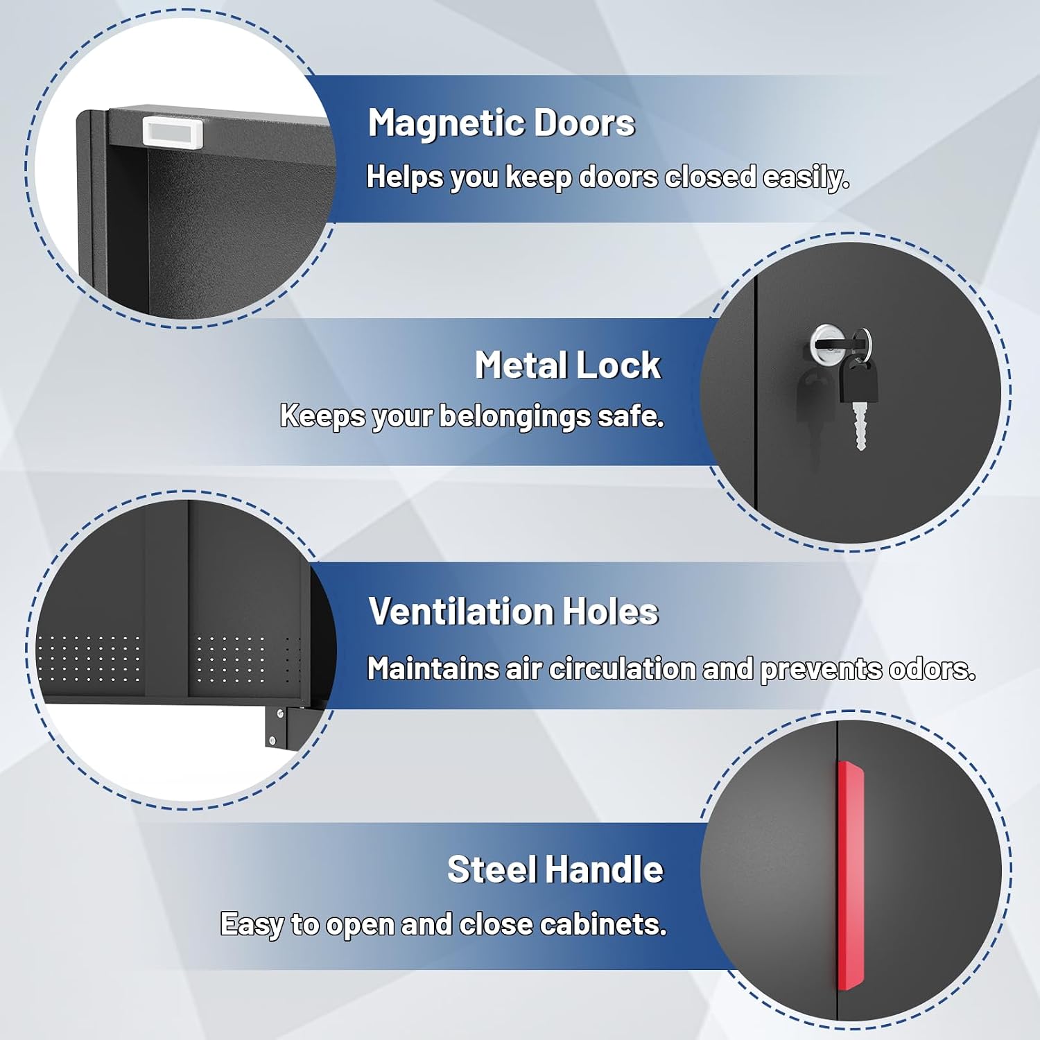 Metal Storage Cabinet with Wheels,71' Garage Cabinets with 4 Adjustable Shelves and Lockable Doors,Black Locking Cabinet Suitable for Garages,Home,Office
