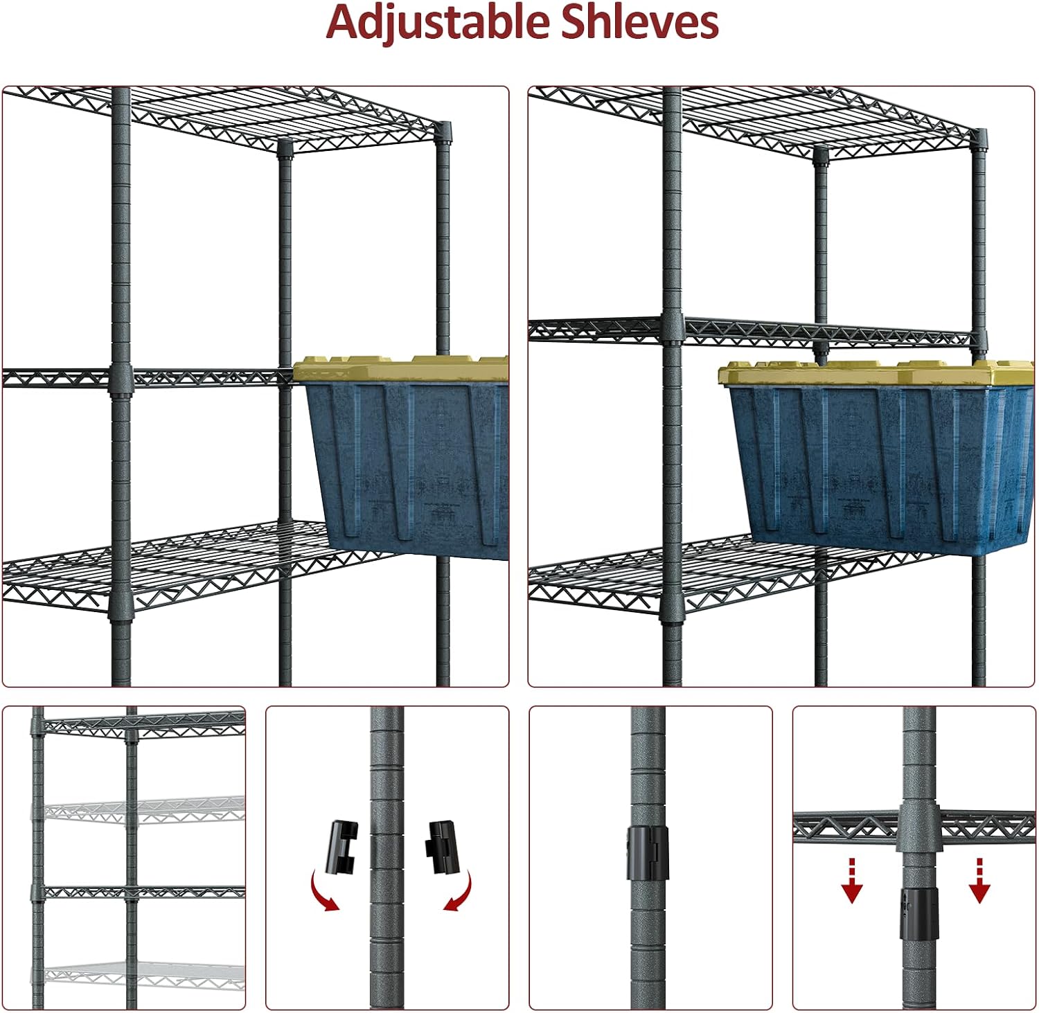 IZEUK 4-Tier Outdoor Metal Storage Shelving Unit, Heavy Duty Wire Rack Organizer with Rust-Resistant and Corrosion-Proof Coating (Grey, 17.7' D x 35.43' W x 59' H)