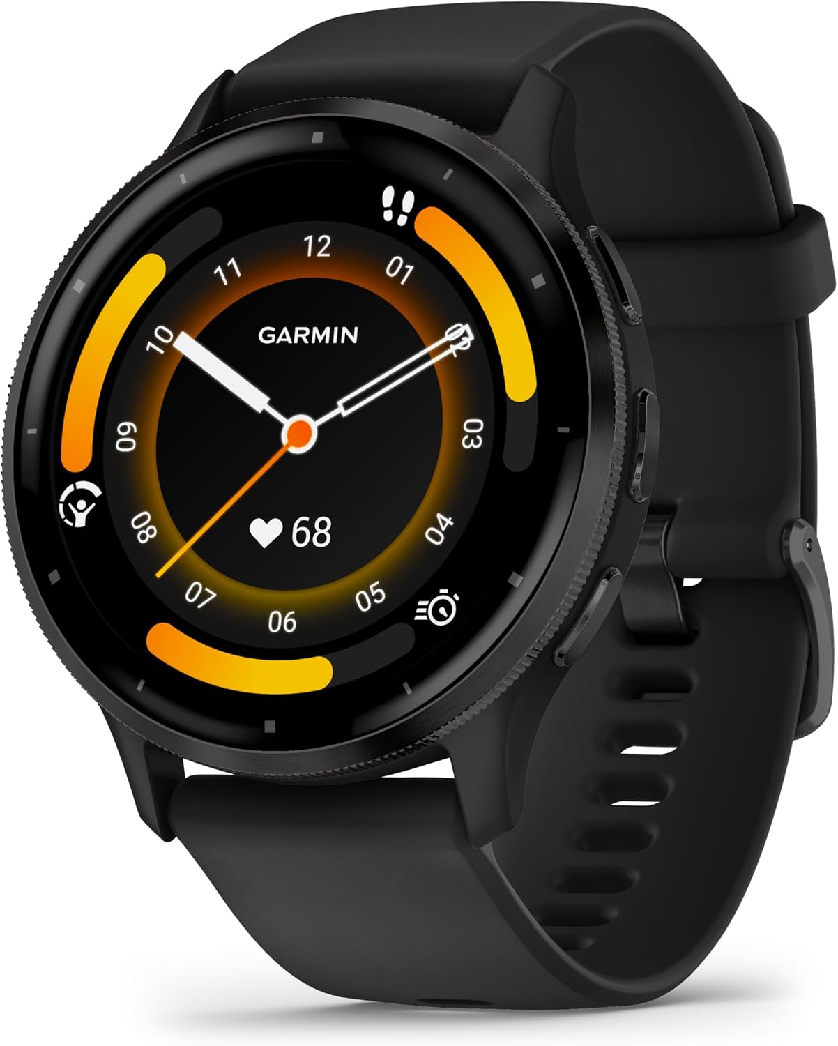 Garmin Venu 3 Advanced Fitness Health Tracker Smart Watch with Slate Stainless Steel Bezel and 45 MM Black Case and Silicone Band 1.4 Inch AMOLED Display Bundle