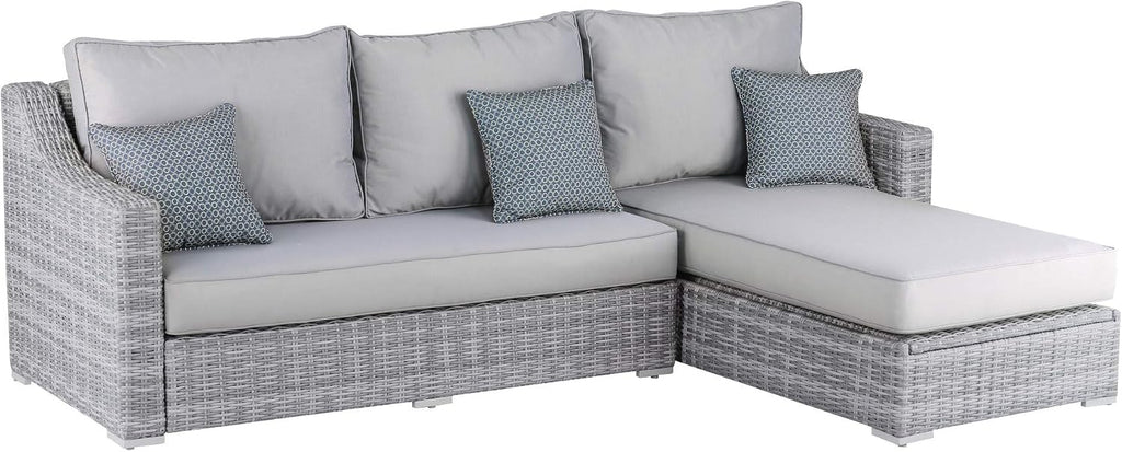 Elle Decor Vallauris Patio Outdoor Furniture Collection, Premium All Weather Wicker, Storage Sectional, Gray