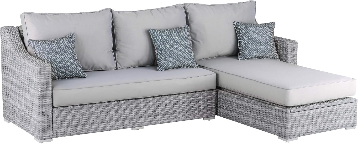 Elle Decor Vallauris Patio Outdoor Furniture Collection, Premium All Weather Wicker, Storage Sectional, Gray