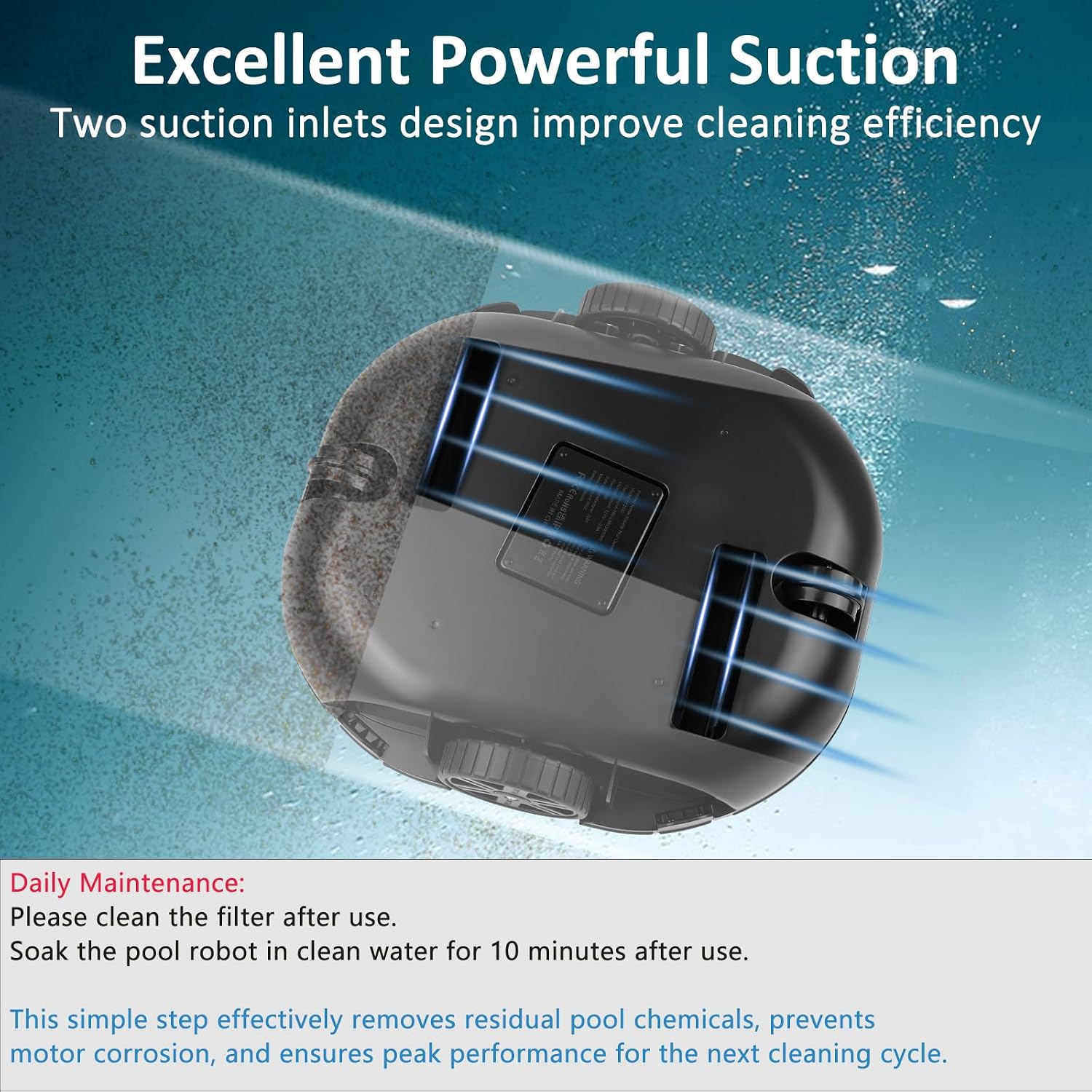 130 Mins Runtime Cordless Robotic Pool Cleaner Portable Lightweight Automatic Vacuum Self-Parking 5200mAH Fast Charging Powerful for Above-Ground Swimming Pool up to 861Sq.ft (White)