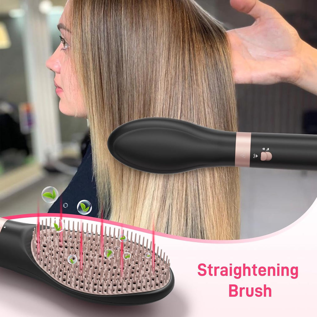 MESCOMB Dual Voltage Hot Air Styler Wrap - 5 in 1 Hair Dryer Brush,Multi Hair Styler, with Fast Drying Blow Dryer, Styling, Straightening & Volumizing-Gift for Women (Black + Pink)