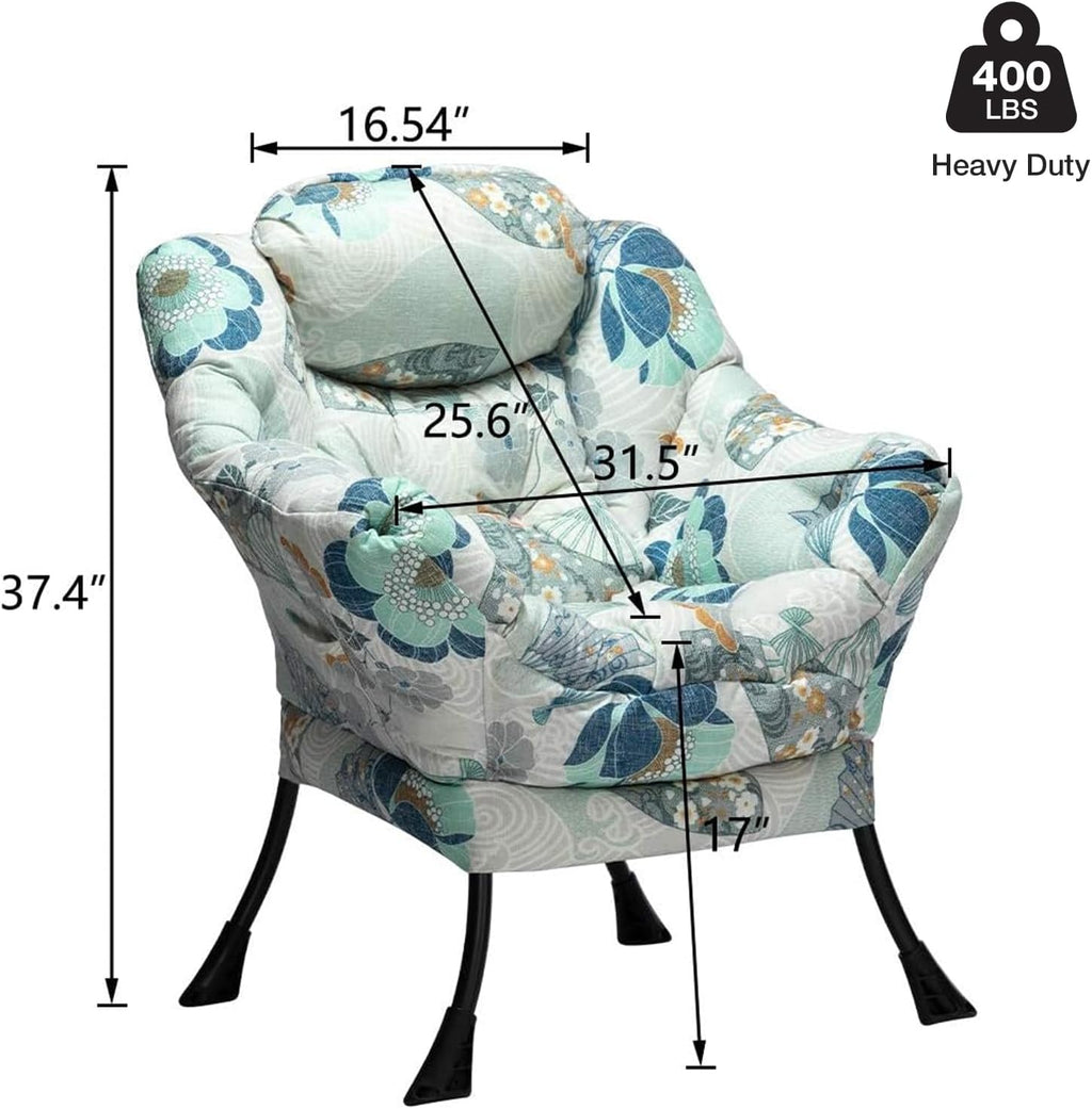 HollyHOME Lazy Chair with Armrest and Side Pocket, Comfy Accent Lounge Chair,Leisure Sofa Armchair for Living Room, Bedroom, Dorm, or Small Spaces, Oversized Reading Sofa Chair,Fan Print
